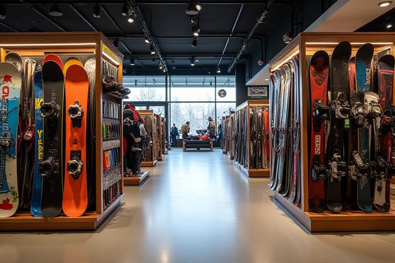 Welcoming interior view of Desert Peaks Sports Gear store, showcasing organized racks of equipment.